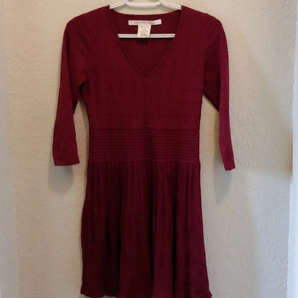 Max Studio 3/4 Sleeve Burgundy Dress
